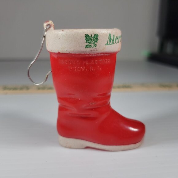 Vintage 1950's Rosbro Red Plastic Santa Boot Ornament Made in U.S.A.‎ - Picture 7 of 8